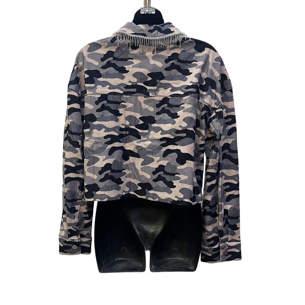 Savanna Jane  Camo Corduroy Shacket Jeweled Collar S NWT - Picture 5 of 5